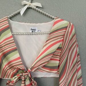 Pink and Green Striped Tie Top